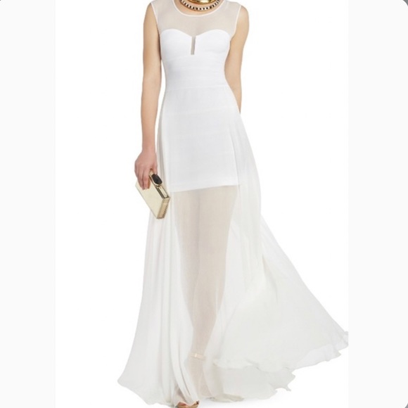 bcbg white long dress